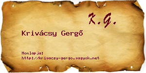 Krivácsy Gergő névjegykártya